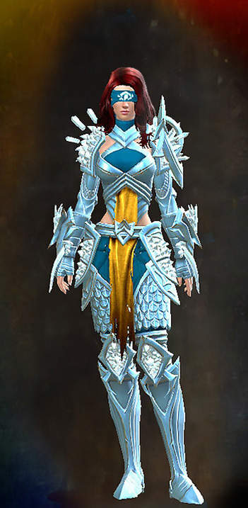 Guild Wars 2 Human Female Outfit - Dyed Blue & Gold - Crystal Arbiter