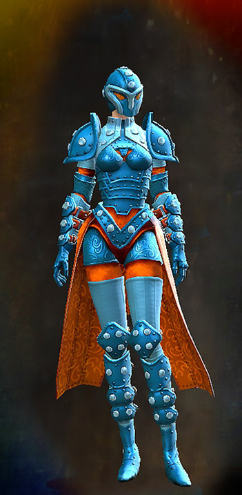 Guild Wars 2 Human Female Outfit - Dyed Blue & Gold - Ironclad