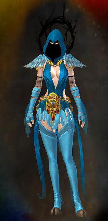 Guild Wars 2 Human Female Outfit - Dyed Blue & Gold - Lich
