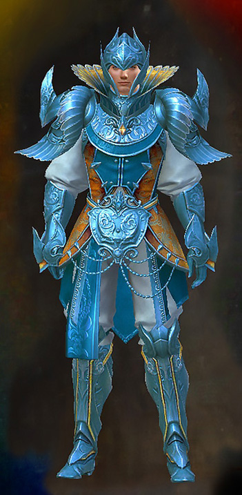 Guild Wars 2 Human Male Outfit - Dyed Blue & Gold - Ceremonial Plated