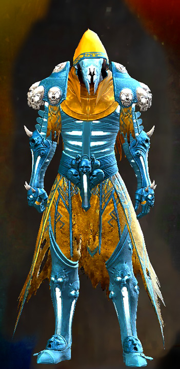Guild Wars 2 Human Male Outfit - Dyed Blue & Gold - Grenth's Regalia