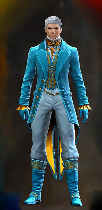 Guild Wars 2 Human Male Outfit - Dyed Blue & Gold - Noble Count