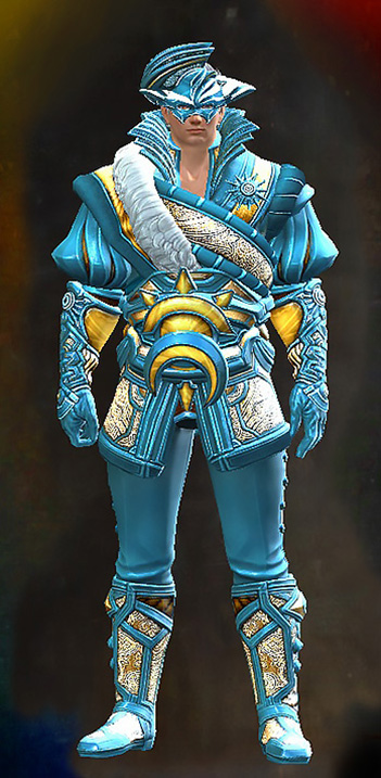 Guild Wars 2 Human Male Outfit - Dyed Blue & Gold - Winter Solstice