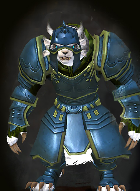 Guild Wars 2 Charr Heavy Female Dungeon Armor Set - Dyed Green & Blue - Ascalonian Protector