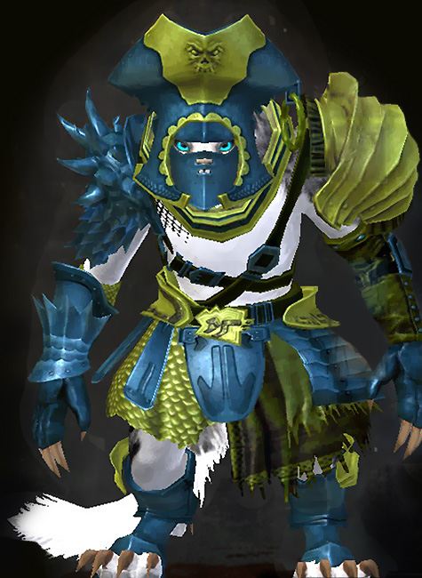 Guild Wars 2 Charr Heavy Female Armor Set - Dyed Green & Blue - Scallywag
