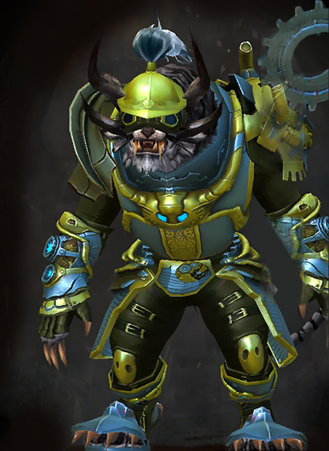 Guild Wars 2 Charr Heavy Male Gem Armor Set - Dyed Green & Blue - Aetherblade