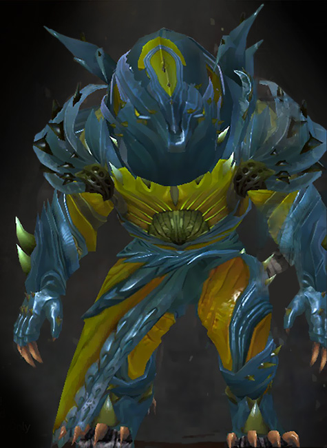 Guild Wars 2 Charr Heavy Male Dungeon Armor Set - Dyed Green & Blue - Nightmare Court