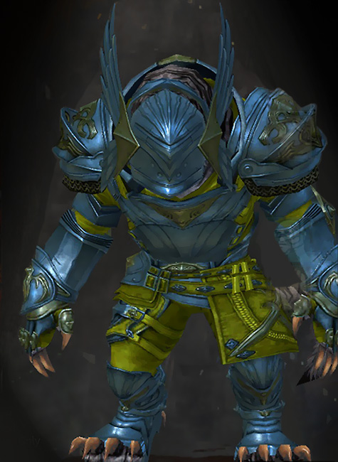 Guild Wars 2 Charr Heavy Male Gem Armor Set - Dyed Green & Blue - Phalanx