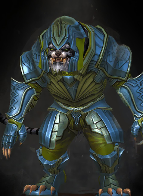 Guild Wars 2 Charr Heavy Male Order Armor Set - Dyed Green & Blue - Priory's Historical