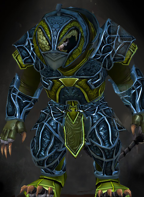 Guild Wars 2 Charr Heavy Male Gem Armor Set - Dyed Green & Blue - Rampart