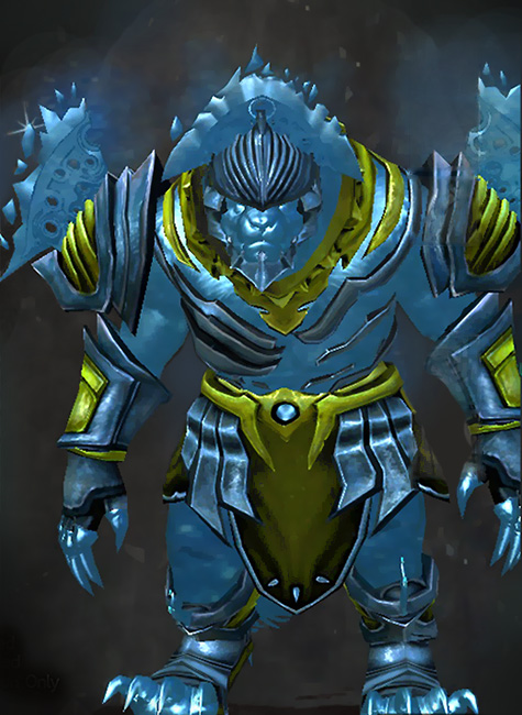 Guild Wars 2 Charr Heavy Male Gem Armor Set - Dyed Green & Blue - Zodiac