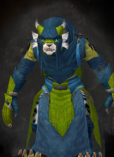 Guild Wars 2 Charr Light Female Cultural Armor Set - Dyed Green & Blue - Archon