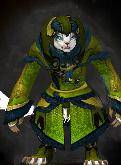 Guild Wars 2 Charr Light Female Armor Set - Dyed Green & Blue - Cabalist