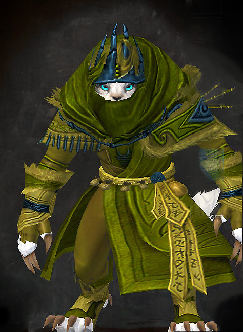 Guild Wars 2 Charr Light Female Order Armor Set - Dyed Green & Blue - Whisper's Secret