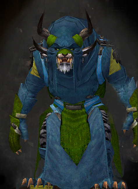 Guild Wars 2 Charr Light Male Cultural Armor Set - Dyed Green & Blue - Archon