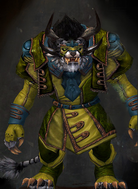 Guild Wars 2 Charr Light Male Armor Set - Dyed Green & Blue - Magician