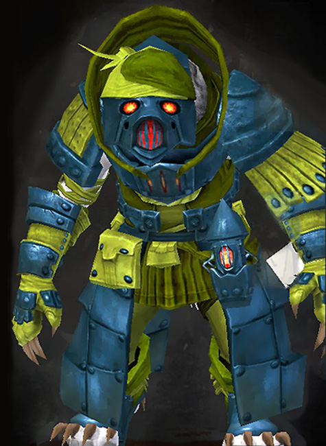 Guild Wars 2 Charr Medium Female Dungeon Armor Set - Dyed Green & Blue - Forgeman