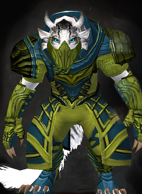 Female Order Durmand Priory - Priory's Historical Guild Wars 2 Charr Medium Female Order Armor Set - Dyed Green & Blue - Priory's Historical