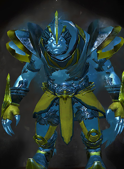 Guild Wars 2 Charr Medium Female Gem Armor Set - Dyed Green & Blue - Zodiac