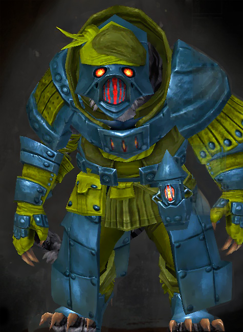 Guild Wars 2 Charr Medium Male Dungeon Armor Set - Dyed Green & Blue - Forgeman
