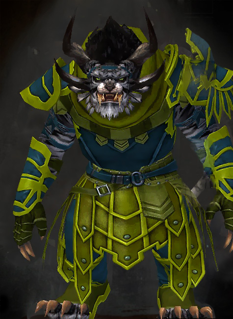 Male Order Vigil - Vigil's Honor Guild Wars 2 Charr Medium Male Order Armor Set - Dyed Green & Blue - Vigil's Honor