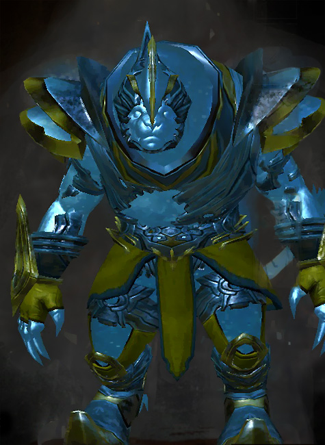 Guild Wars 2 Charr Medium Male Gem Armor Set - Dyed Green & Blue - Zodiac