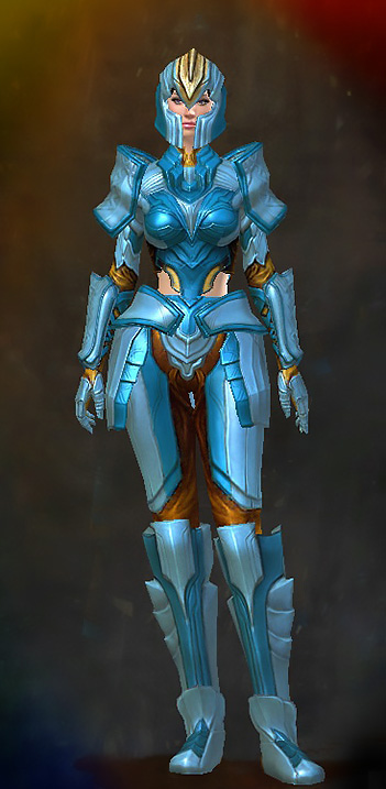 Guild Wars 2 Human Heavy Female Order Armor Set - Dyed Blue & Gold - Priory's Historical
