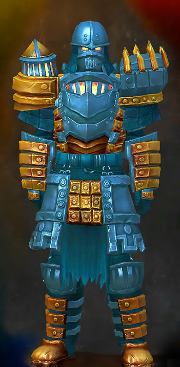 Guild Wars 2 Human Heavy Male Dungeon Armor Set - Dyed Blue & Gold - Forgeman