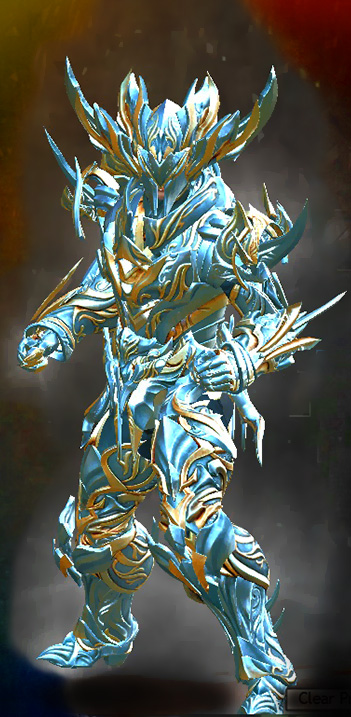 Guild Wars 2 Human Heavy Male Crafted Armor Set - Dyed Blue & Gold - Perfected Envoy - Wielded