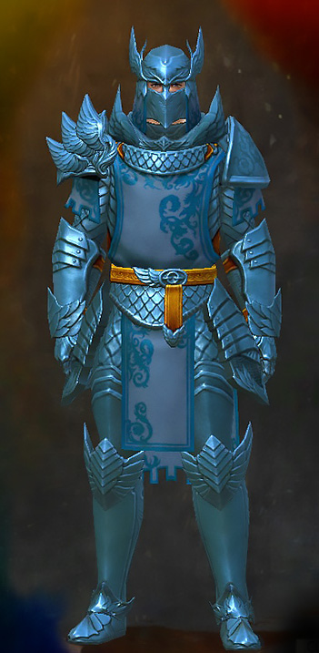 Guild Wars 2 Human Heavy Male Cultural Armor Set - Dyed Blue & Gold - Protector's