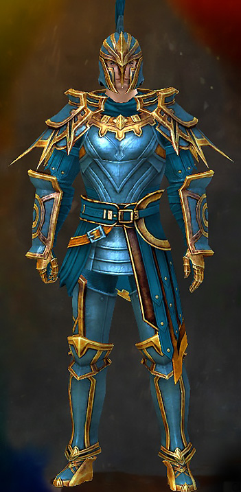 Guild Wars 2 Human Heavy Male Order Armor Set - Dyed Blue & Gold - Vigil's Honor