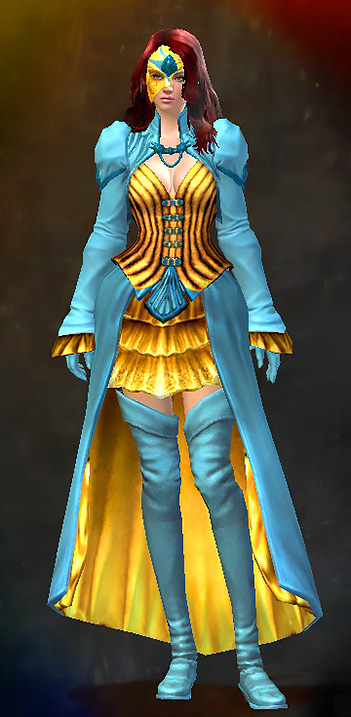 Guild Wars 2 Human Light Female Hall of Monuments Armor Set - Dyed Blue & Gold - Heritage