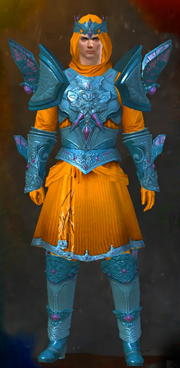 Male PvP - Ardent Glorious Guild Wars 2 Human Light Male PvP Armor Set - Dyed Blue & Gold - Ardent Glorious