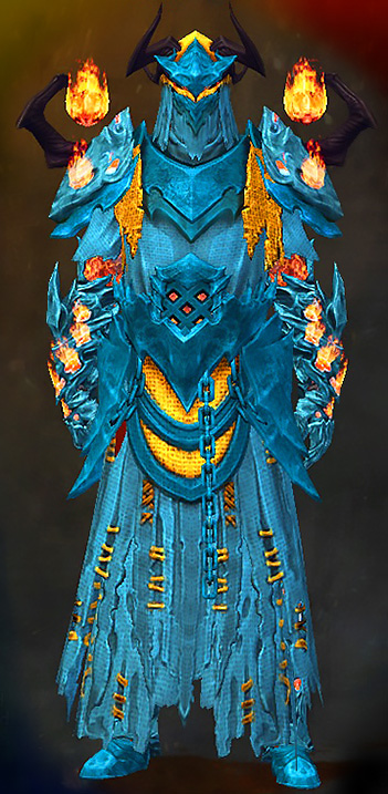 Male Dungeon Citadel of Flame - Flame Legion Guild Wars 2 Human Light Male Dungeon Armor Set - Dyed Blue & Gold - Flame Legion