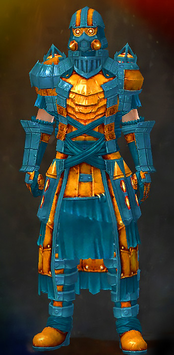 Male Dungeon Sorrow's Embrace - Forgeman Guild Wars 2 Human Light Male Dungeon Armor Set - Dyed Blue & Gold - Forgeman
