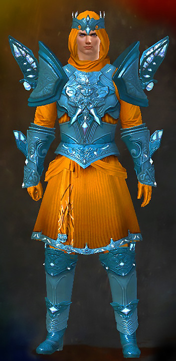 Male PvP - Glorious Hero's Guild Wars 2 Human Light Male PvP Armor Set - Dyed Blue & Gold - Glorious Hero's