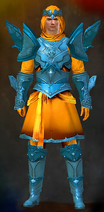 Male PvP - Glorious Guild Wars 2 Human Light Male PvP Armor Set - Dyed Blue & Gold - Glorious