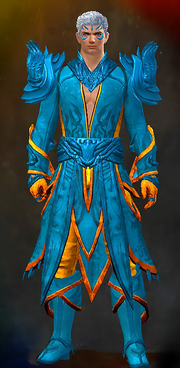 Male Gem Store - Incarnate Guild Wars 2 Human Light Male Gem Armor Set - Dyed Blue & Gold - Incarnate