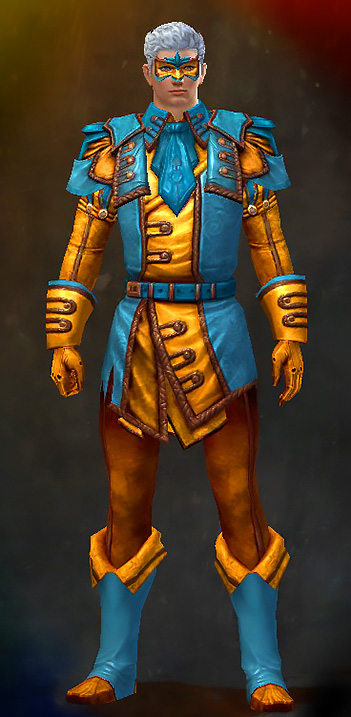 Male - Magician Guild Wars 2 Human Light Male Armor Set - Dyed Blue & Gold - Magician