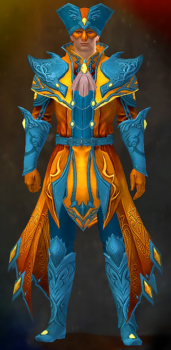 Male Crafted - Masquerade Guild Wars 2 Human Light Male Crafted Armor Set - Dyed Blue & Gold - Masquerade