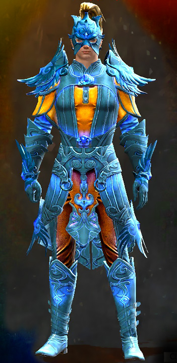 Male WvW - Mistforged Triumphant Hero's Guild Wars 2 Human Light Male WvW Armor Set - Dyed Blue & Gold - Mistforged Triumphant Hero's