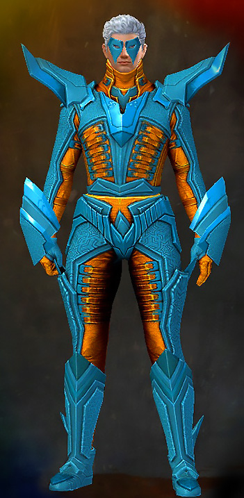 Male Gem Store - Profane Guild Wars 2 Human Light Male Gem Armor Set - Dyed Blue & Gold - Profane