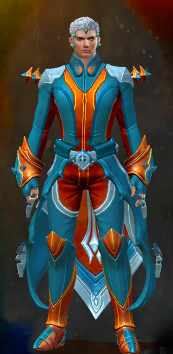 Male Crafted - Refined Envoy Guild Wars 2 Human Light Male Crafted Armor Set - Dyed Green & Blue - Refined Envoy