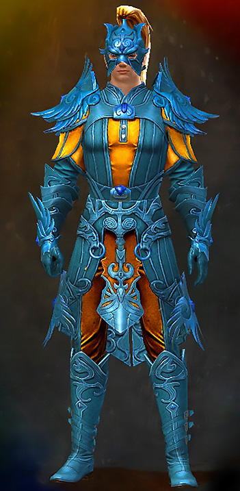 Male WvW - Triumphant Hero's Guild Wars 2 Human Light Male WvW Armor Set - Dyed Blue & Gold - Triumphant Hero's