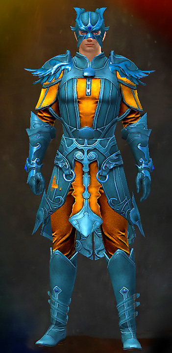 Male WvW - Triumphant Guild Wars 2 Human Light Male WvW Armor Set - Dyed Blue & Gold - Triumphant
