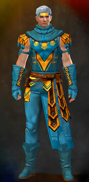 Male Order Vigil - Vigil's Honor Guild Wars 2 Human Light Male Order Armor Set - Dyed Blue & Gold - Vigil's Honor
