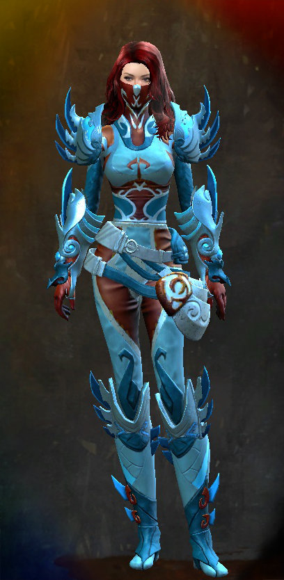 Female End of Dragons - Ancient Canthan Guild Wars 2 Human Medium Female End of Dragons Armor Set - Dyed Blue & Gold - Ancient Canthan