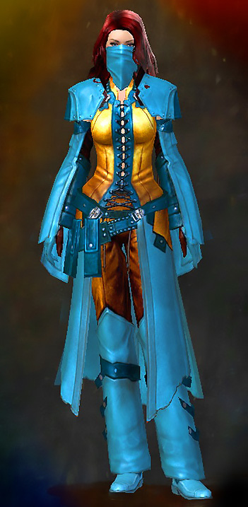 Female - Marauder Guild Wars 2 Human Medium Female Armor Set - Dyed Blue & Gold - Marauder