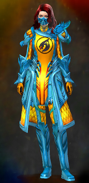 Female Crafted - Ornate Guild Guild Wars 2 Human Medium Female Crafted Armor Set - Dyed Blue & Gold - Ornate Guild