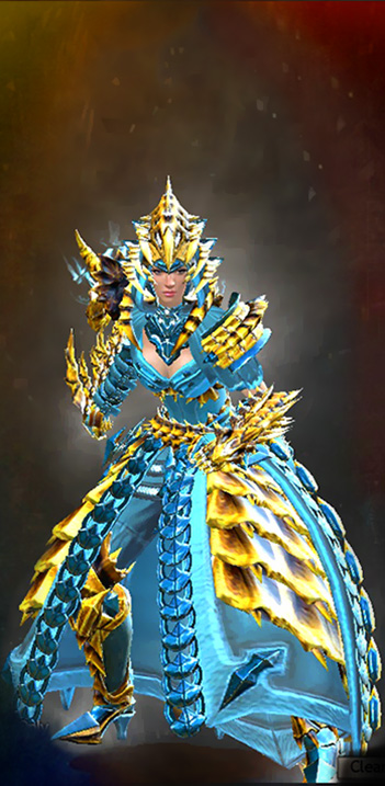 Female Crafted - Perfected Envoy - Wielded Guild Wars 2 Human Medium Female Crafted Armor Set - Dyed Green & Blue - Perfected Envoy - Wielded